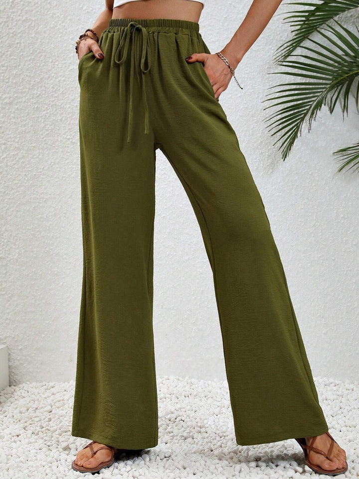 Damen Weite, bequeme Lounge-Hose mit verstellbarem Bund Drune