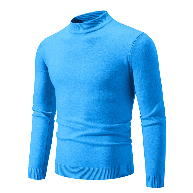 Herren Schmal geschnittener Feinstrick‑Mockneck‑Pullover mit geripptem Kragen und Saum Drune