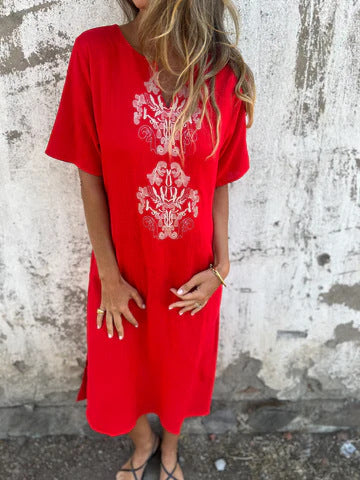 Damen Sommerliches Kleid mit aufwendiger Stickerei Drune