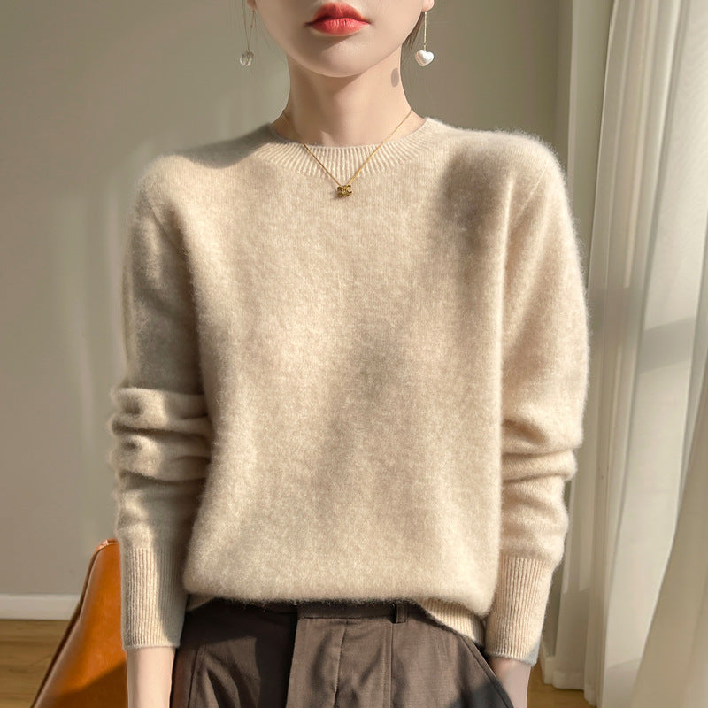 Damen Luxuriöser Kuschelstrick-Pullover mit Rundhals und Mohair-Optik Drune