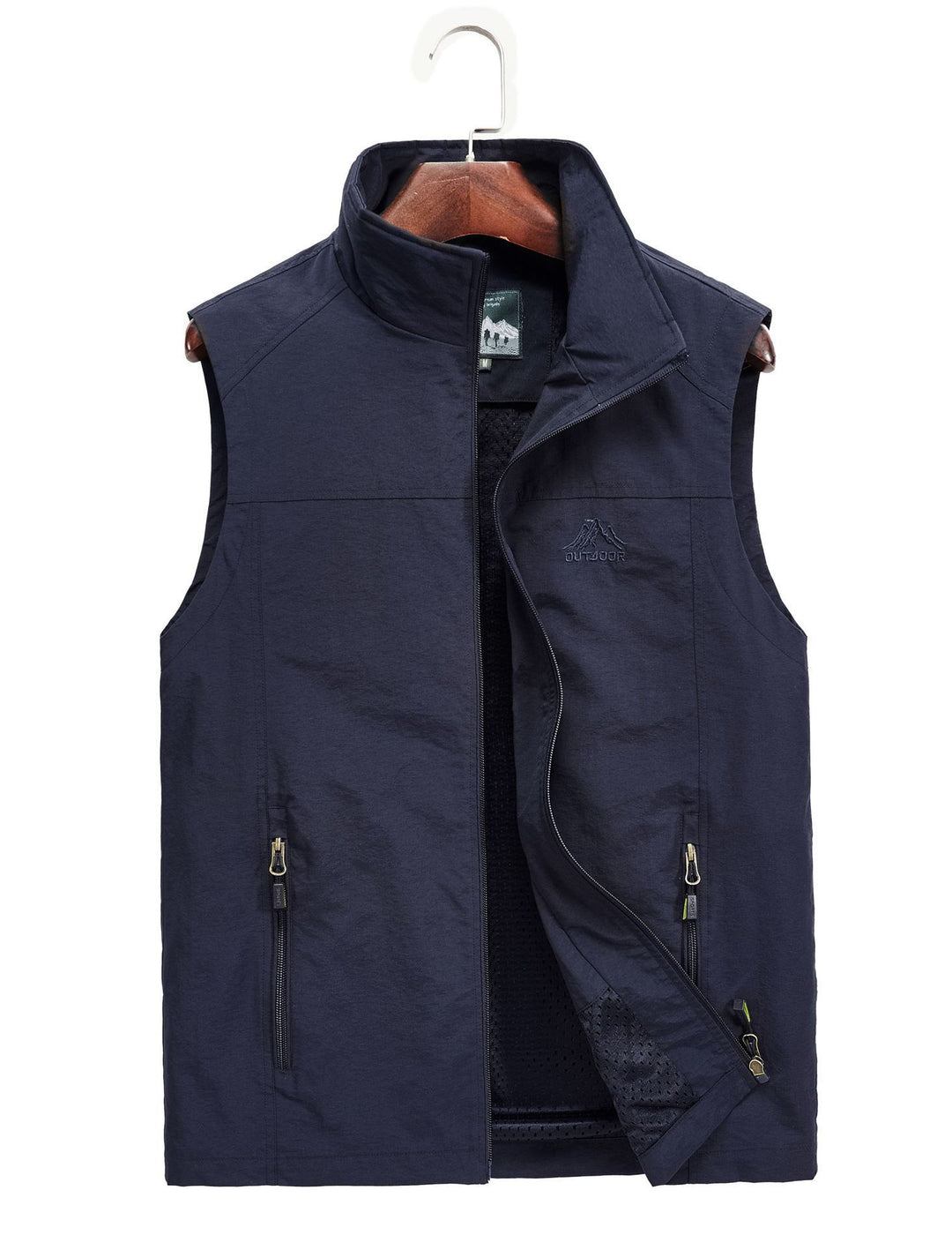 Herren Utility-Outdoorweste mit atmungsaktivem Meshfutter, Reißverschluss‑Taschen und verstellbarem Saum Drune