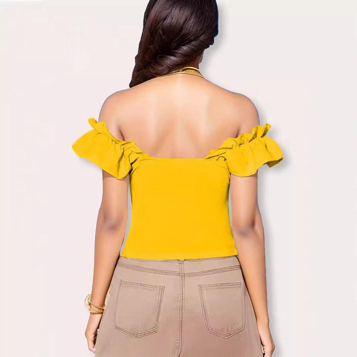 Damen Off-Shoulder Oberteil mit Rüschen Drune