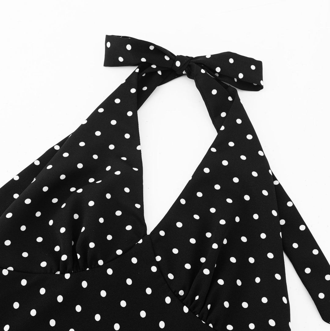 Damen Maxikleid mit halterneck Trägern und verspieltem Punkten-Muster Drune