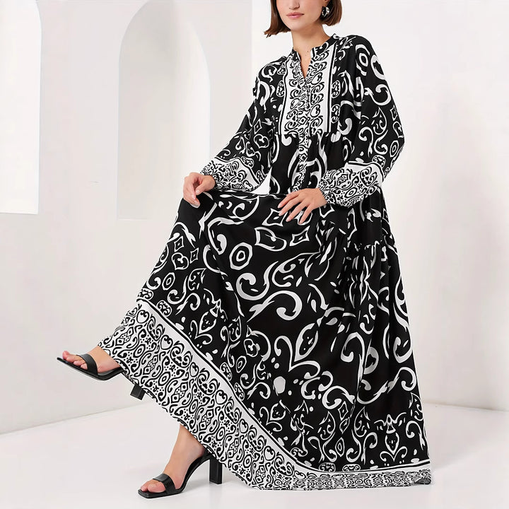 Damen Maxikleid mit kunstvollem Musterdruck Drune
