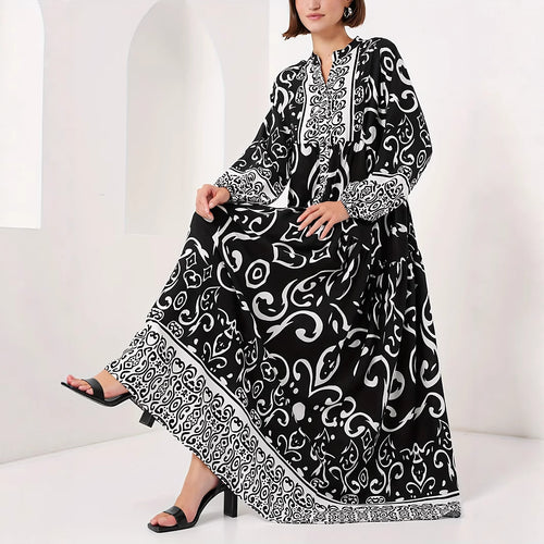 Damen Maxikleid mit kunstvollem Musterdruck Drune