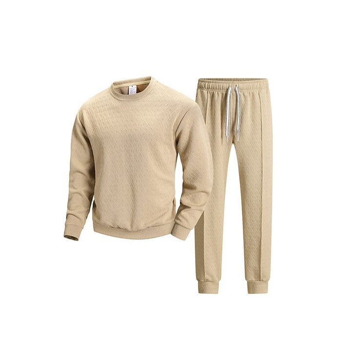 Herren Gemustertes Freizeit-Lounge-Set aus Baumwollmix mit Rundhals-Sweatshirt & konischer Jogginghose Drune