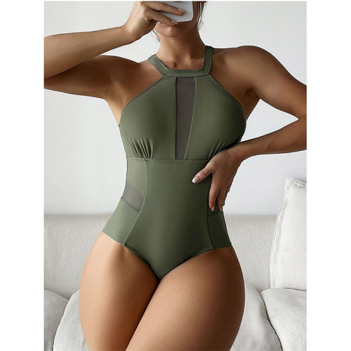 Damen Einteiler Badeanzug mit stylischem Mesh-Detail Drune