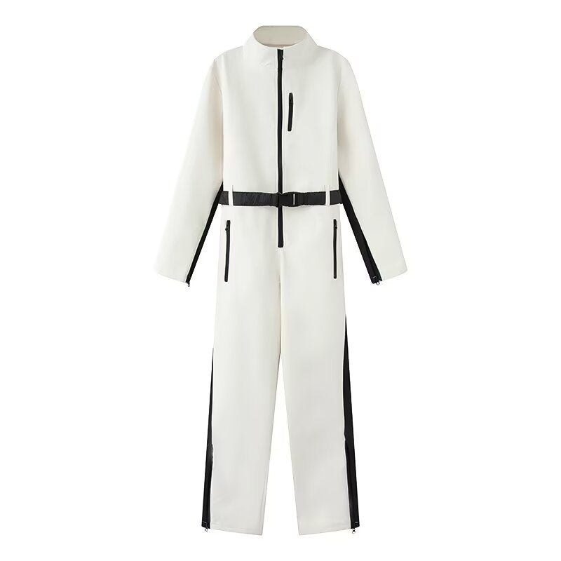 Damen Utility-Overall mit hohem Kragen, funktionalen Reißverschlüssen und Taillengürtel Drune