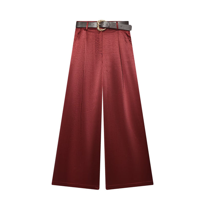 Damen High‑Waist Palazzo‑Hose mit Leoparden‑Print, weitem Bein und Ziergürtel Drune