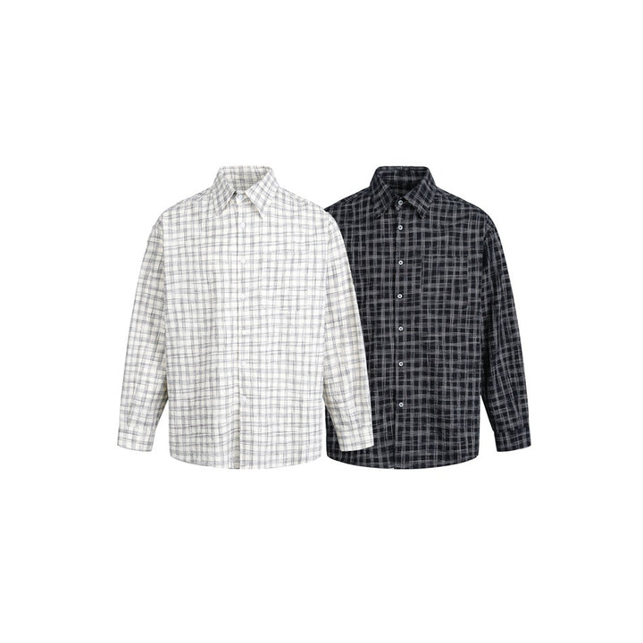 Damen Oversize-Hemd aus Leinen‑Baumwoll‑Mix mit feinem Karomuster Drune