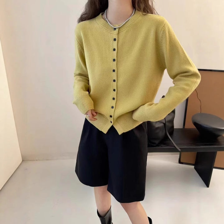Damen edler Knopf-Cardigan aus hochwertiger Wolle Drune