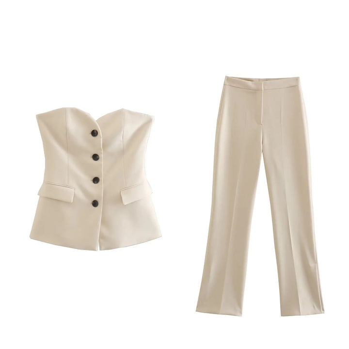 Damen Elegante Stretch-Hose mit geradem Bein und Bügelfalte Drune