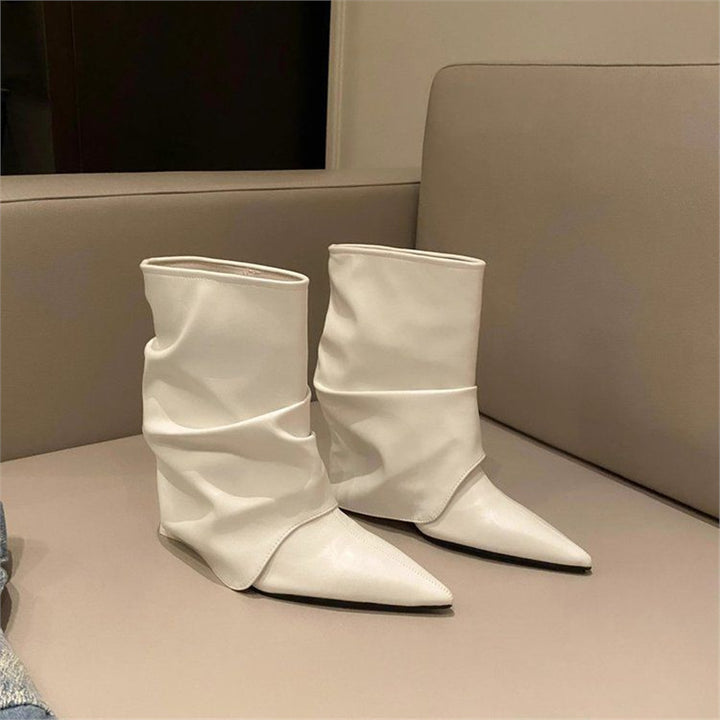Damen Schlupf-Stiefelette mit gerafftem Schaft und eleganter Spitzkappe Drune