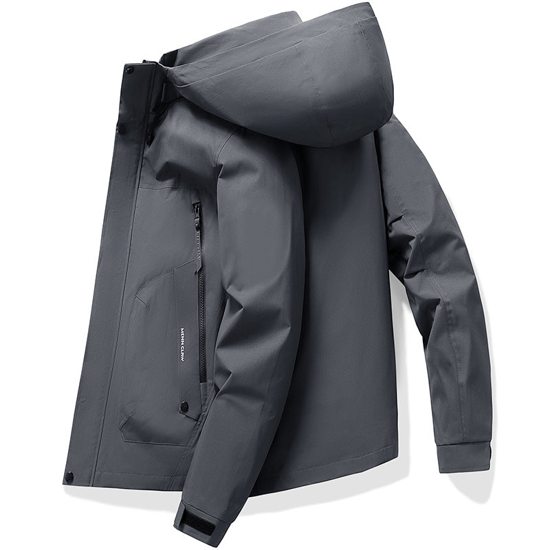 Men's  waterproof breathable hooded softshell jacket with taped seams Drune
