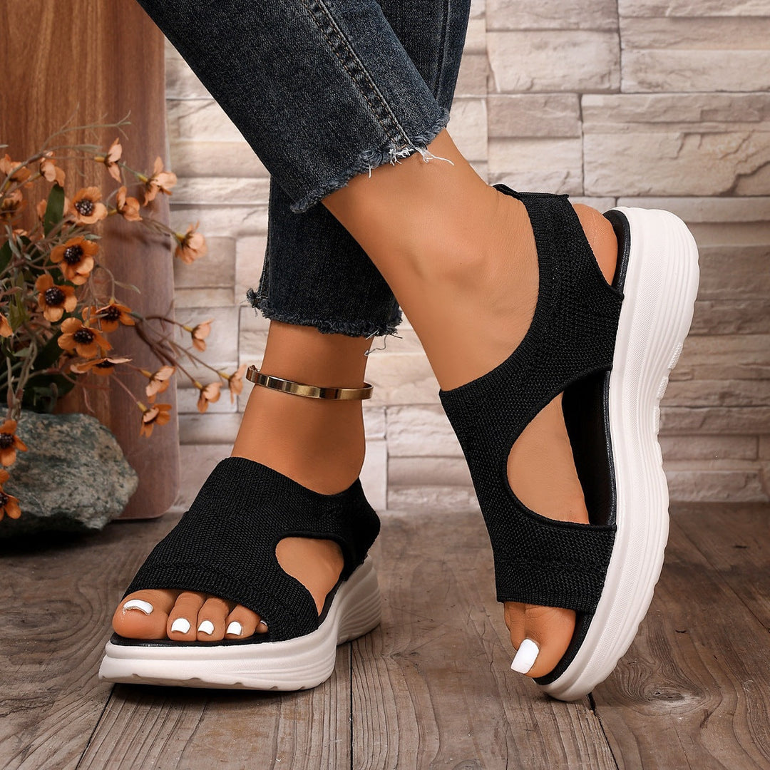 Damen Komfortable Keilsandalen mit atmungsaktiver Obermaterialstruktur und flexiblem Fußbett Drune