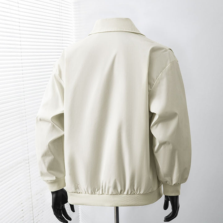 Herren Leicht wattierte Bomber-Coachjacke mit verdeckter Druckknopfleiste, Zipper-Brusttasche & gerippten Bündchen Drune