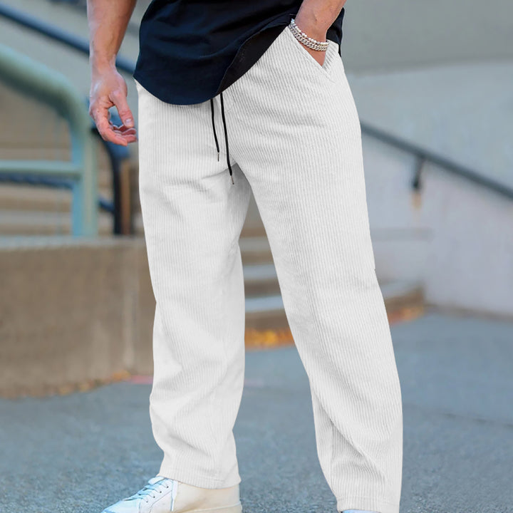 Herren lässige und atmungsaktive Freizeithose mit elastischem Bund Drune