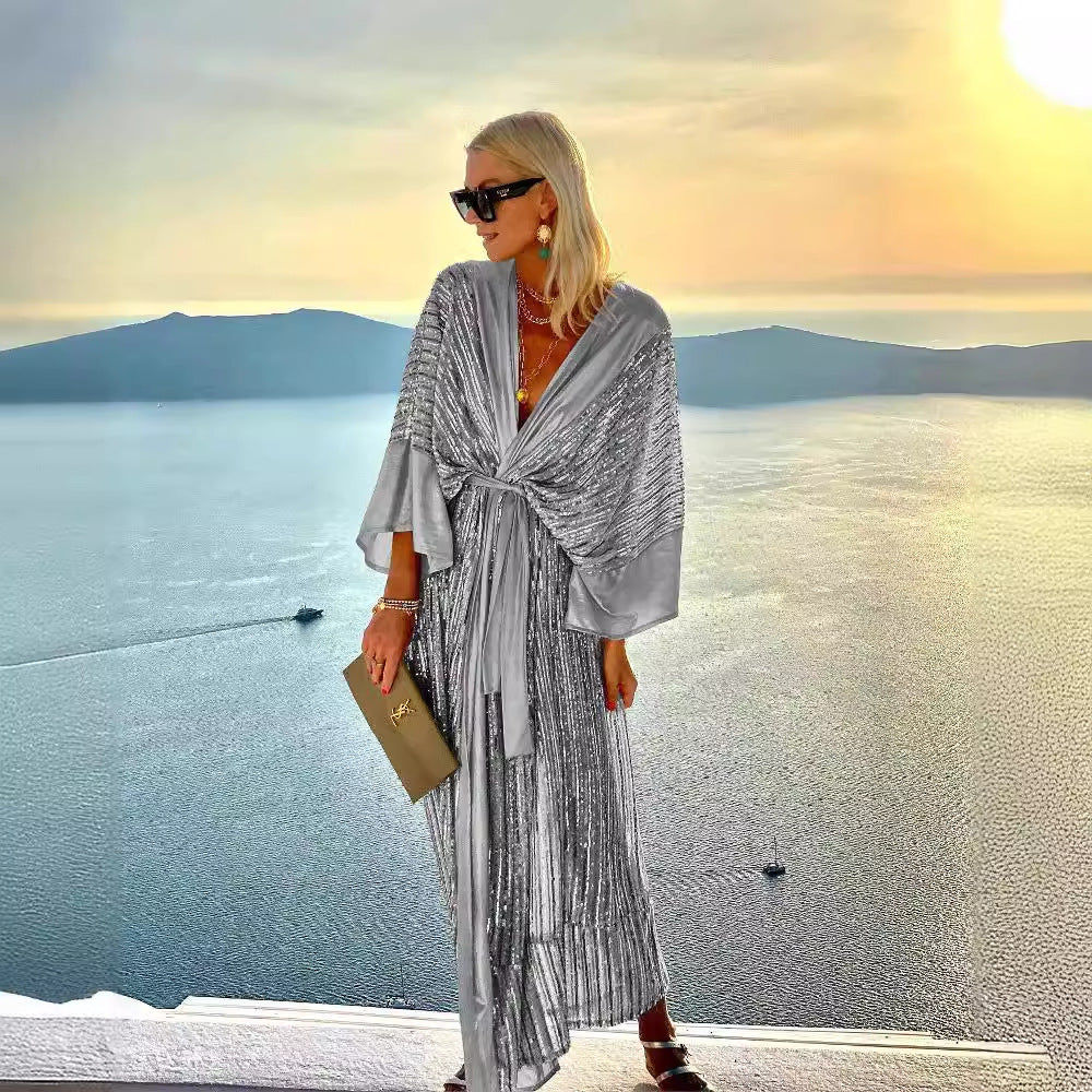 Damen Schimmernder Kaftan mit luxuriösen Details Drune