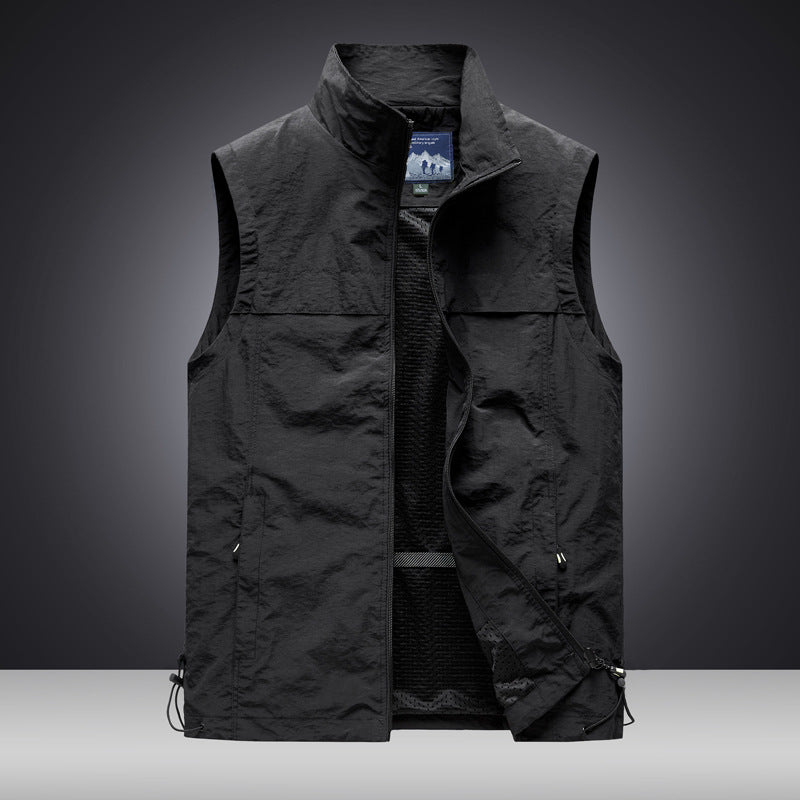 Herren Leichte wind- und wasserabweisende Utility-Weste mit Stehkragen, Mesh-Futter & verstellbarem Saum Drune