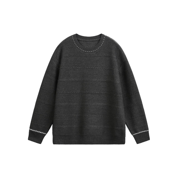 Damen Oversize-Strickpullover mit Strukturstreifen und Rundhalsausschnitt Drune