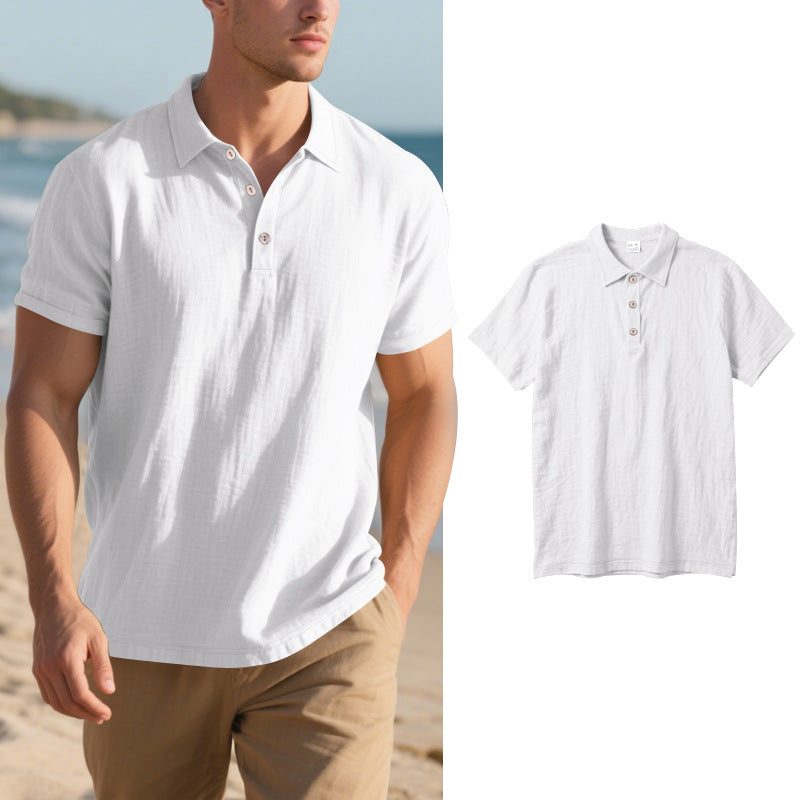 Herren Kurzarm Poloshirt mit luftiger Baumwollstruktur und klassischem Kragen Drune