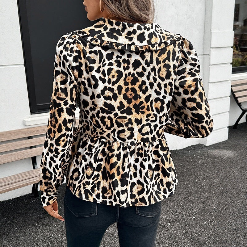 Damen Verspielte Leopardenbluse Drune