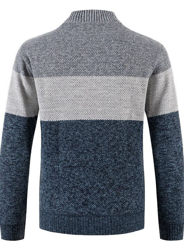 Herren modische Strickjacke mit kontrastierenden Streifen und gestepptem Innenfutter Drune