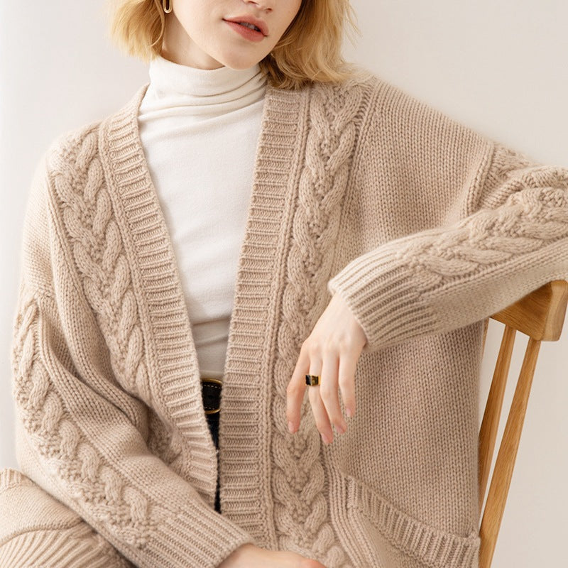 Damen Grobstrick-Cardigan mit Taschen und lässiger Passform Drune