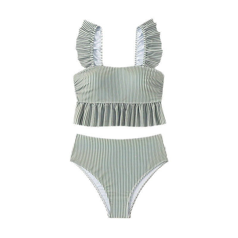 Damen Bikini-Set mit femininem Rüschendesign und hoher Taille Drune