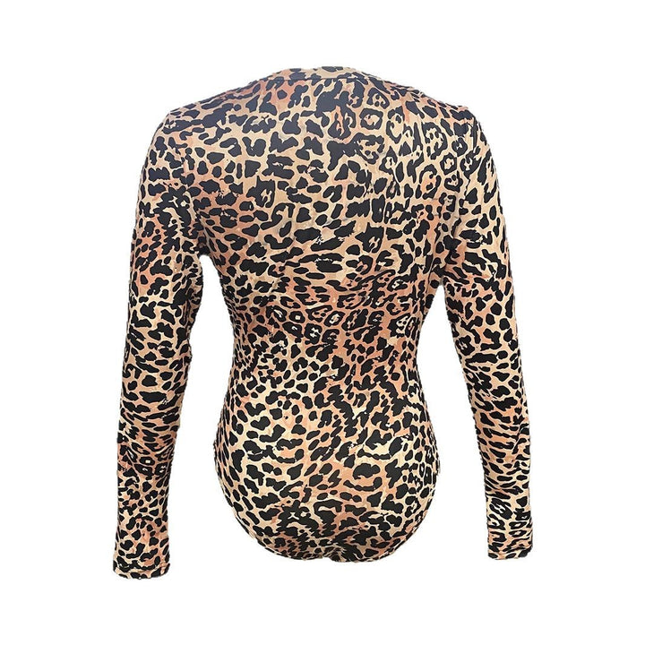 Damen Langarm Body mit aufregendem Leopardenmuster Drune