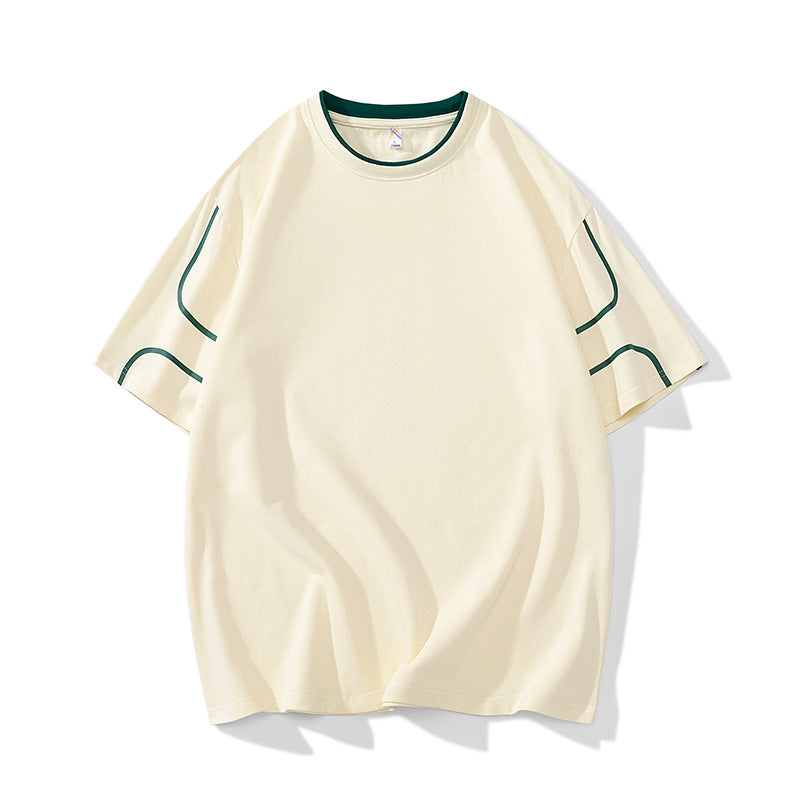 Herren Oversize-T-Shirt aus Baumwollmix mit Kontrastpaspelierung und Dropped-Shoulder Drune