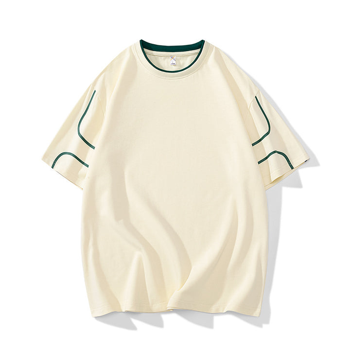 Herren Oversize-T-Shirt aus Baumwollmix mit Kontrastpaspelierung und Dropped-Shoulder Drune
