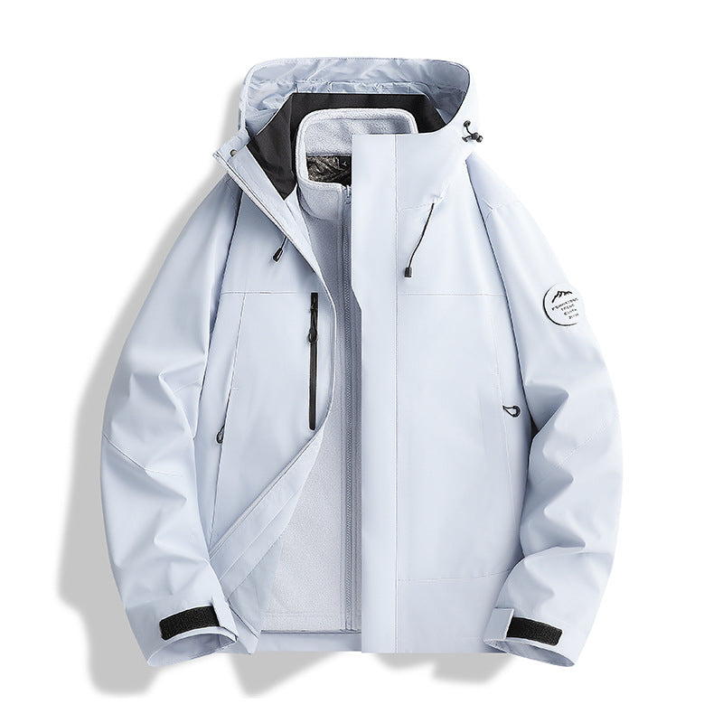 Herren Atmungsaktive, Wasserdichte Softshell-Jacke mit Fleecefutter und Kapuze Drune