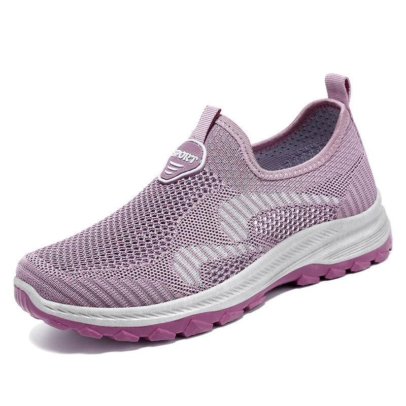 Damen nan leichter gestrickter Slip-On Komfortsneaker mit elastischem Einstieg, atmungsaktivem 3D-Strick und gedämpfter EVA-Keilsohle Drune