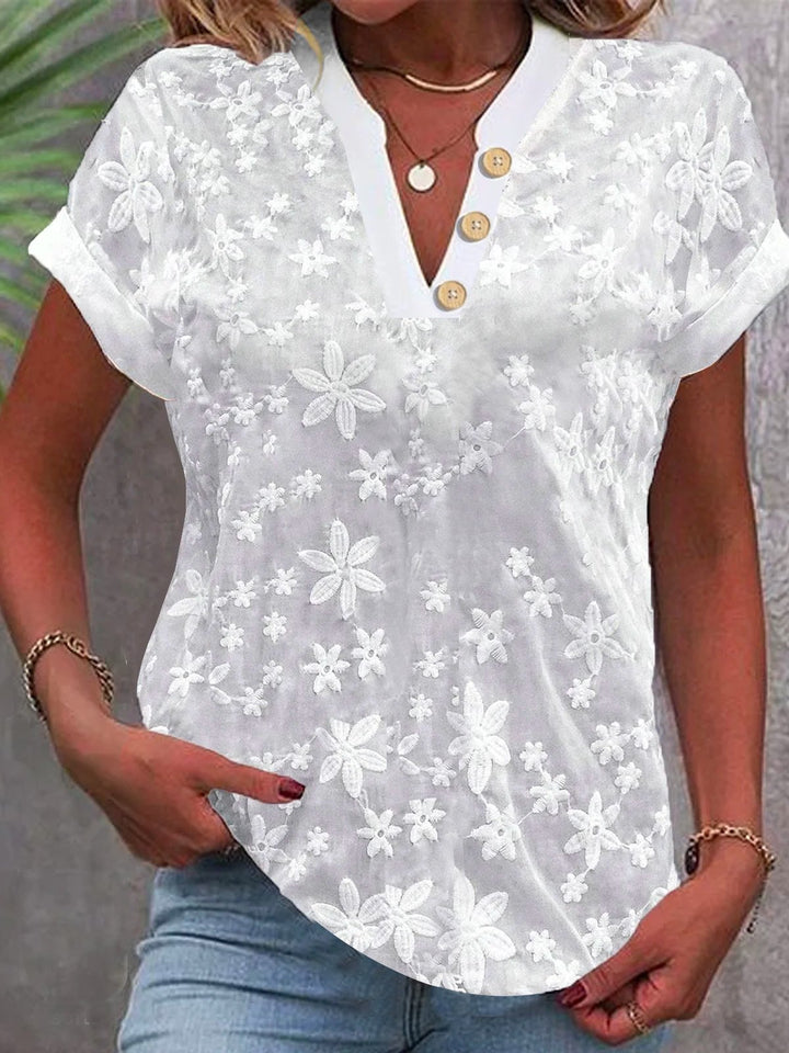 Damen Bluse mit femininem Blumenstick-Muster Drune