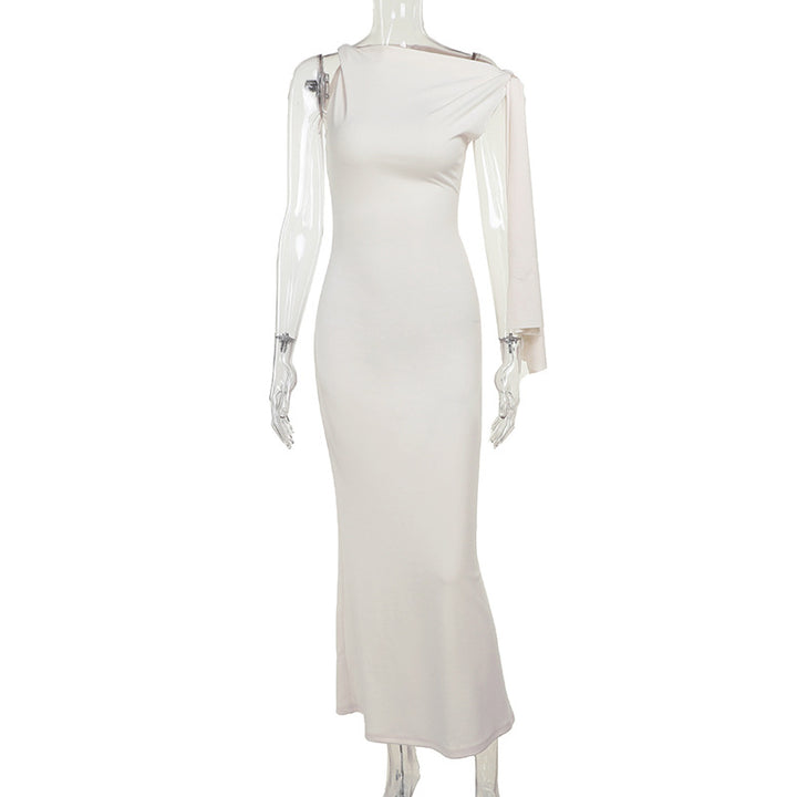 Damen elegantes Maxikleid mit asymmetrischem Design und einem ärmellosen Schnitt Drune