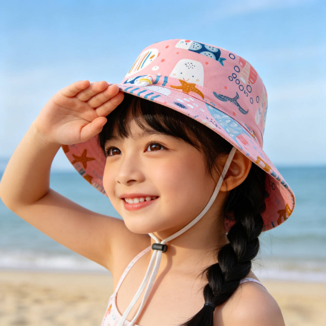 Unisex nan Kinder Sonnenhut mit verstellbarem Kinnband, breiter Krempe und fantasievollem Einhornprint  Drune