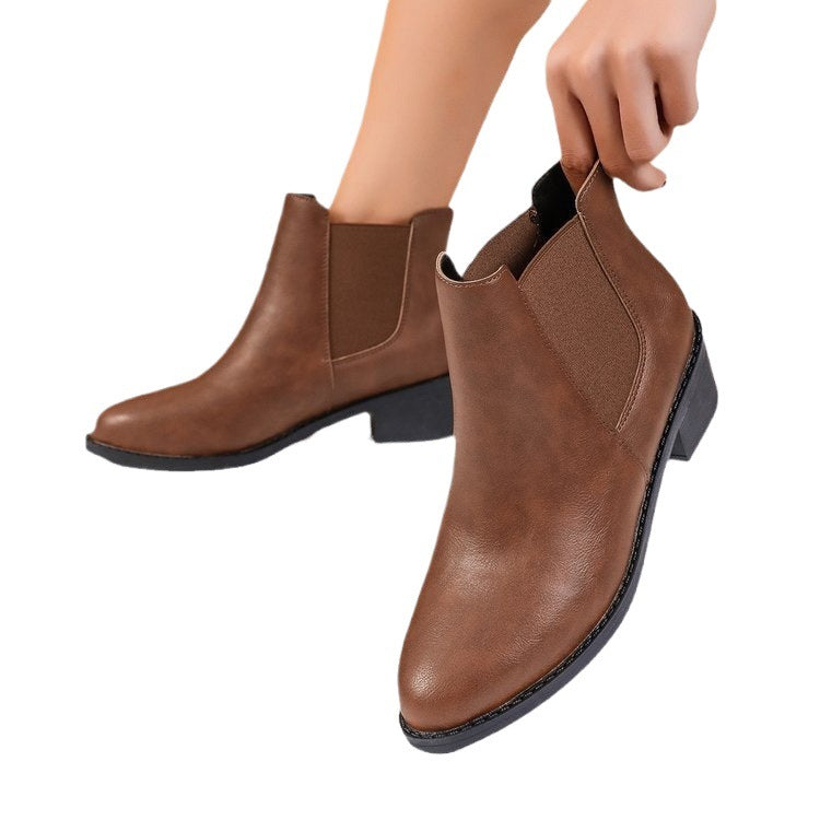 Damen Chelsea-Stiefeletten aus veganem Leder mit elastischen Seiteneinsätzen Drune