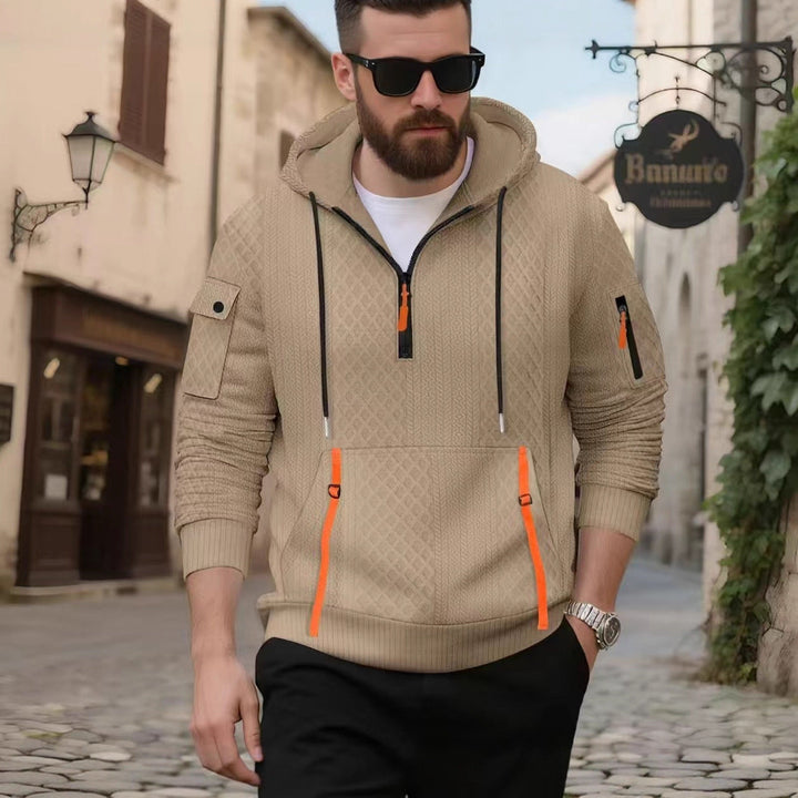 Herren sportlicher Kapuzenpullover mit strukturiertem Design und praktischen Reißverschlusstaschen Drune