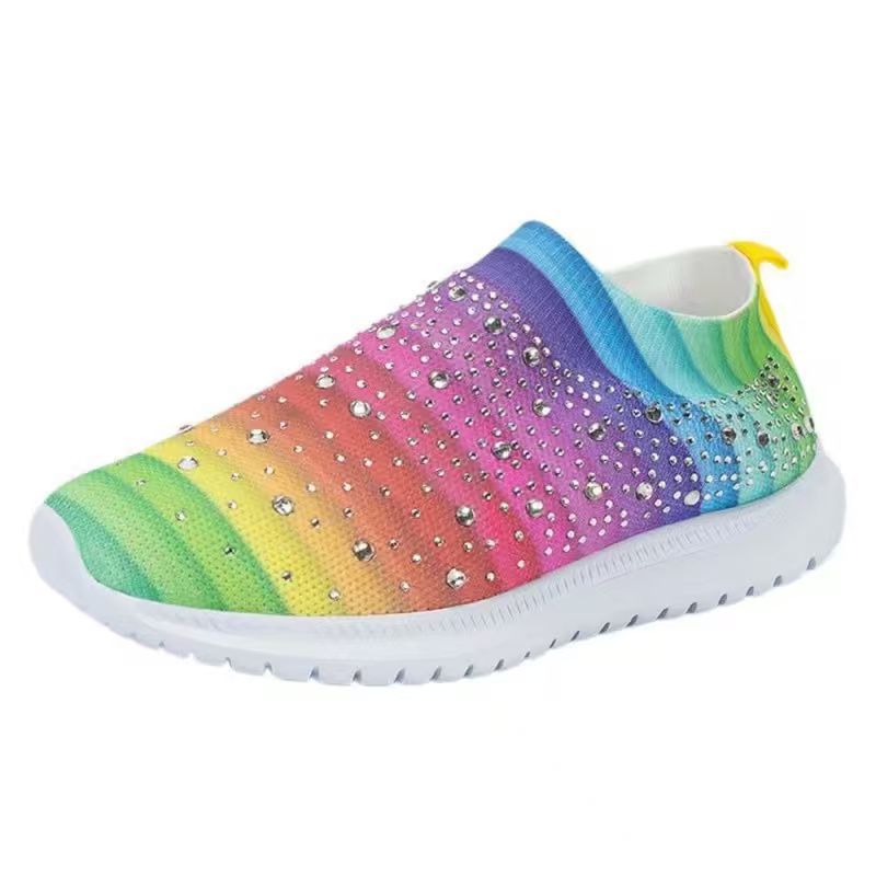 Damen Strick-Slipper-Sneaker mit Strassbesatz und flexibler Komfortsohle Drune