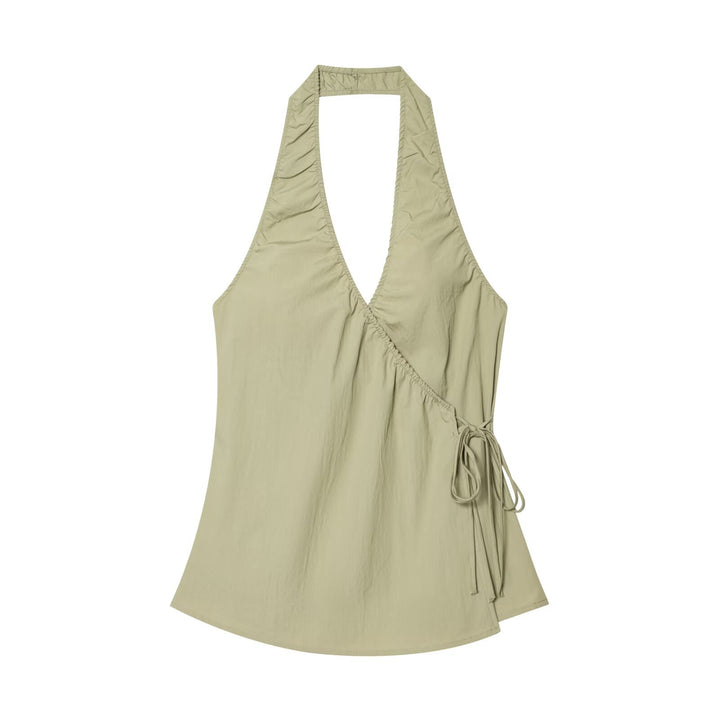 Damen Halterneck Top mit elegantem Knoten-Detail und fließendem Schnitt Drune
