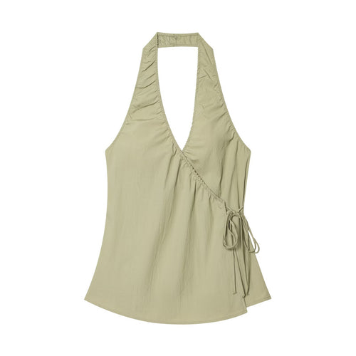 Damen Halterneck Top mit elegantem Knoten-Detail und fließendem Schnitt Drune