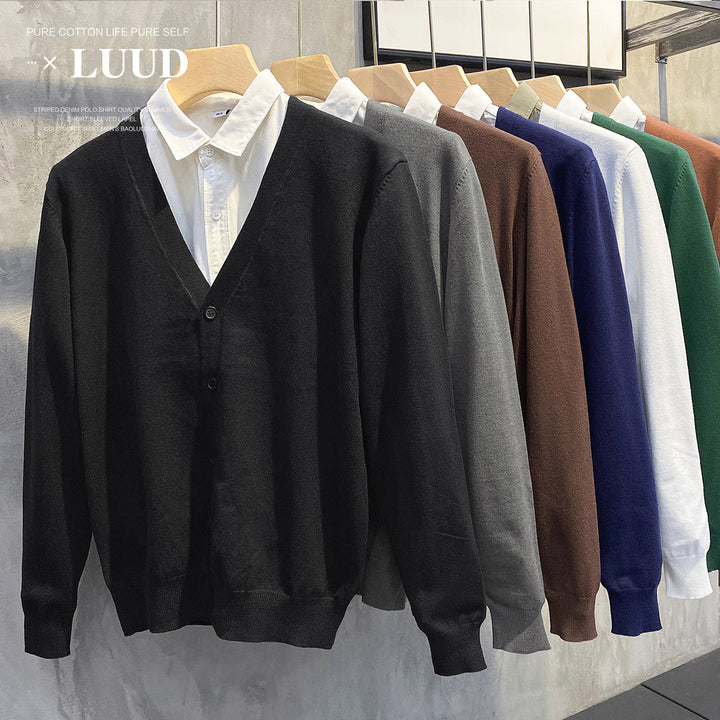 Herren Elegante Strickjacke mit V-Ausschnitt und Knopfverschluss Drune