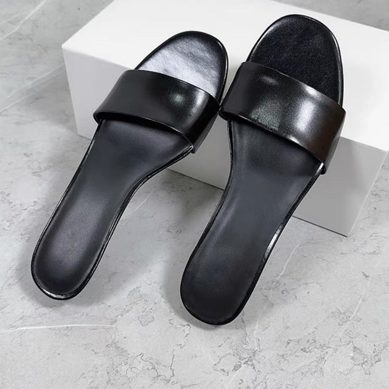 Damen elegante Slides mit breitem Satin-Riemen und komfortablem Fußbett Drune