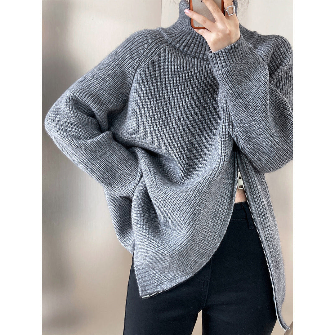Drune | Übergröße Gestrickter Damenpullover mit Kragen