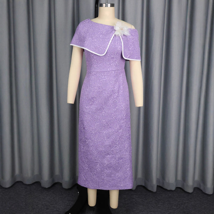 Damen Elegantes Midikleid mit floralen Details und asymmetrischem Überwurf Drune