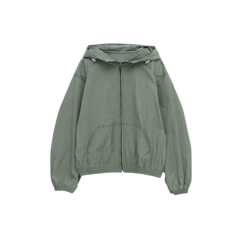 Damen leichte Kapuzenjacke mit verstellbarem Kordelzug Drune