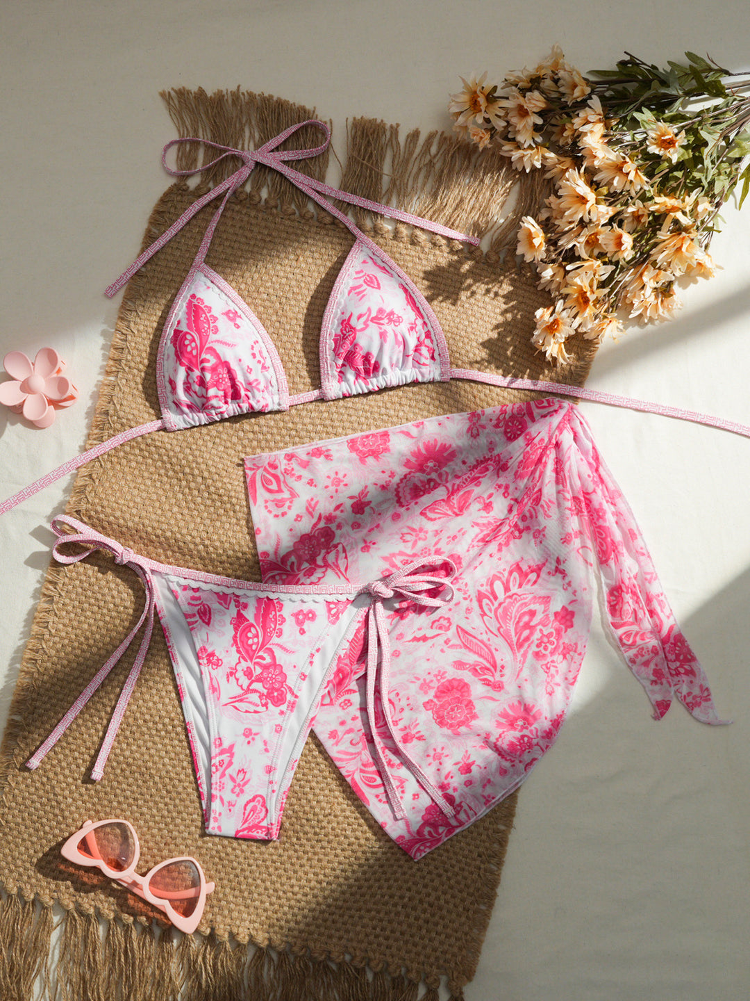 Damen Triangel-Bikini mit floralem Design Drune