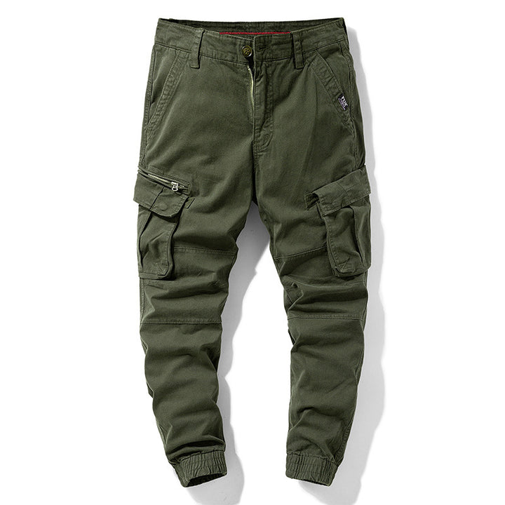 Herren Tapered‑Cargohose im Joggerstil mit Knieabnähern, Mehrfachtaschen und elastischen Knöchelbündchen Drune