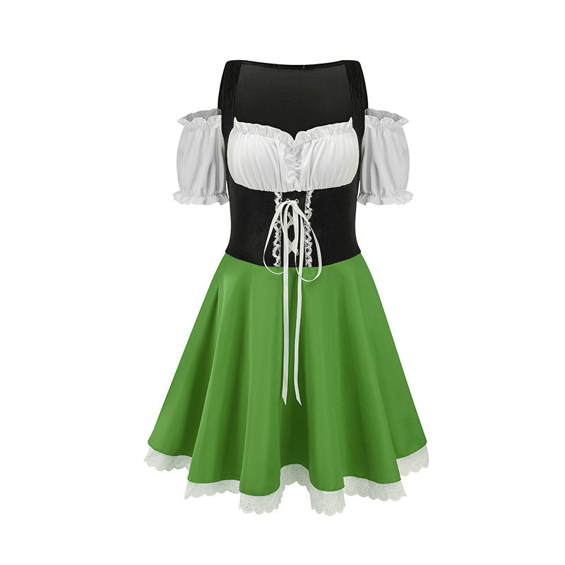 Damen nan traditionelles Dirndlkleid mit Schnürcorsage und Carmenärmeln Drune